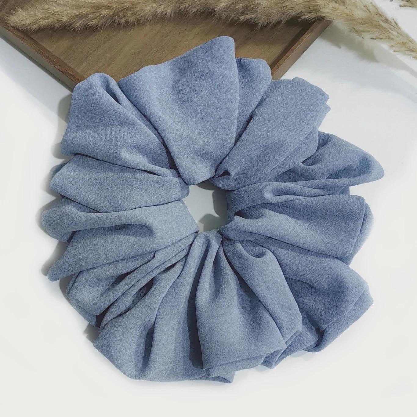 Big Size Chiffon Scrunchies For Muslim Women Custom Elastic Volumizing Oversized Neat stitching Malaysian Bunch Hair Tie