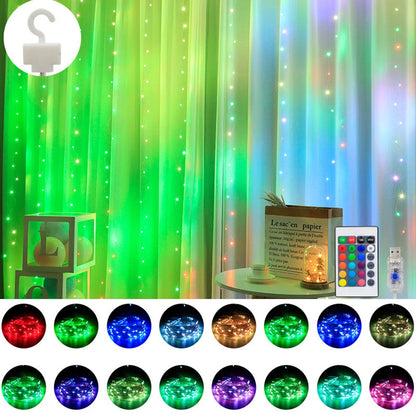 USB LED Fairy Curtain Garland Light with 4 Flash Modes for Wedding Christmas Party Home Bedroom New Year Decor