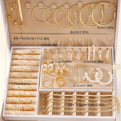 54-Piece Elegant Assortment With Earrings, Necklaces, Rings, Bracelets, Versatile 4-in-1 Collection For Daily Jewelry Set