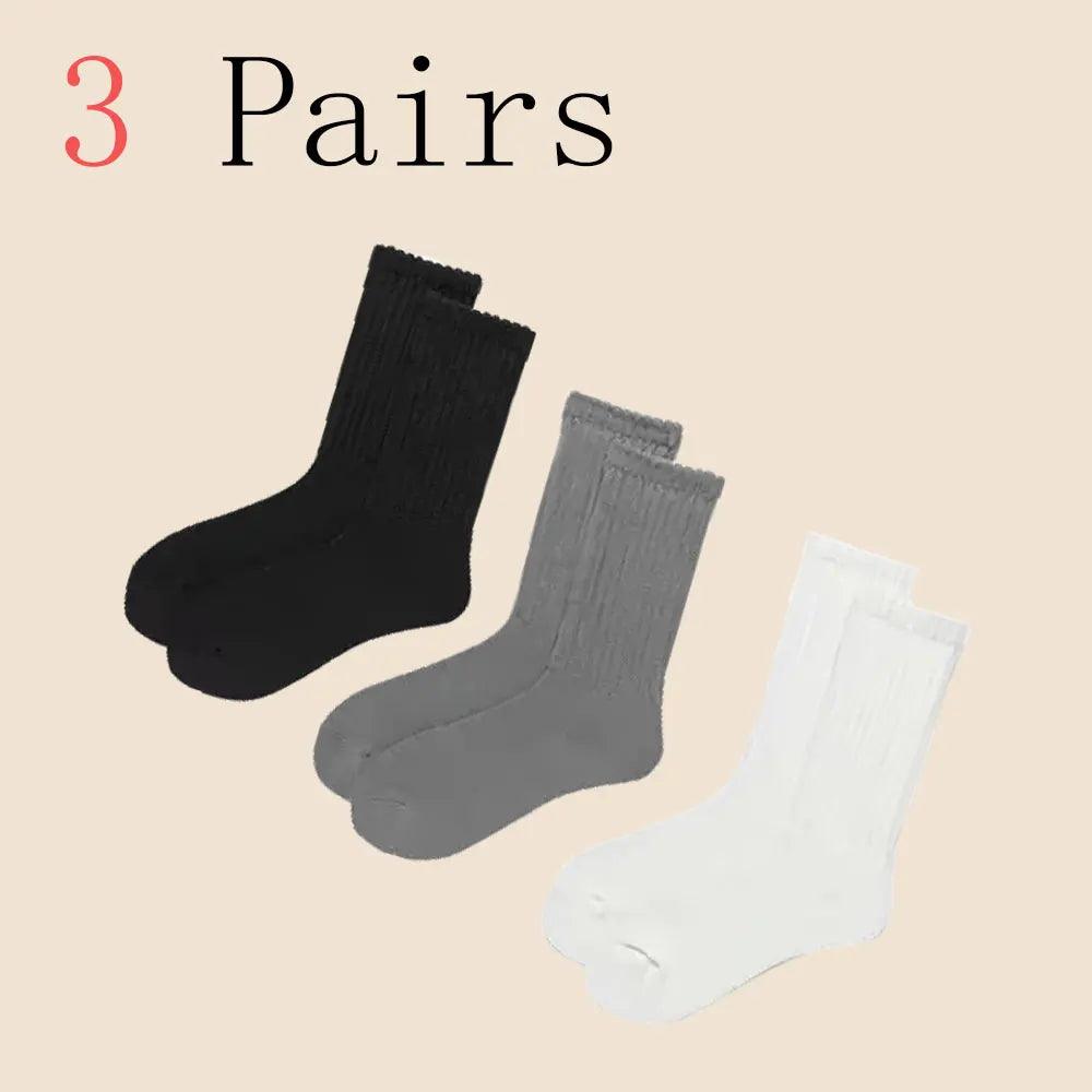 3 Pairs Women White Stacked Socks Simple Fashionable Versatile Socks Antibacterial Comfortable Lightweight Soft Mid Length Socks