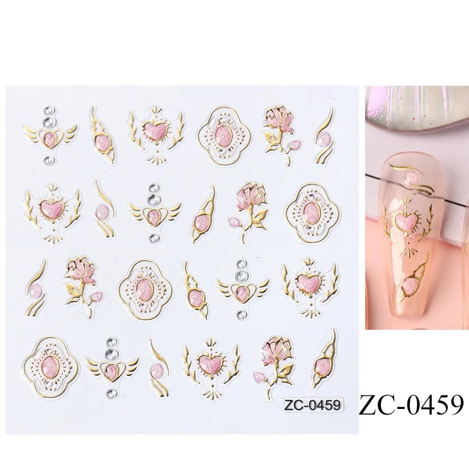 5D Belt Nail Sticker Summer Nail Art Decals Flowers White Daisy 3D Manicure Nail Gel Self Adhesive Stickers Designs Decorations