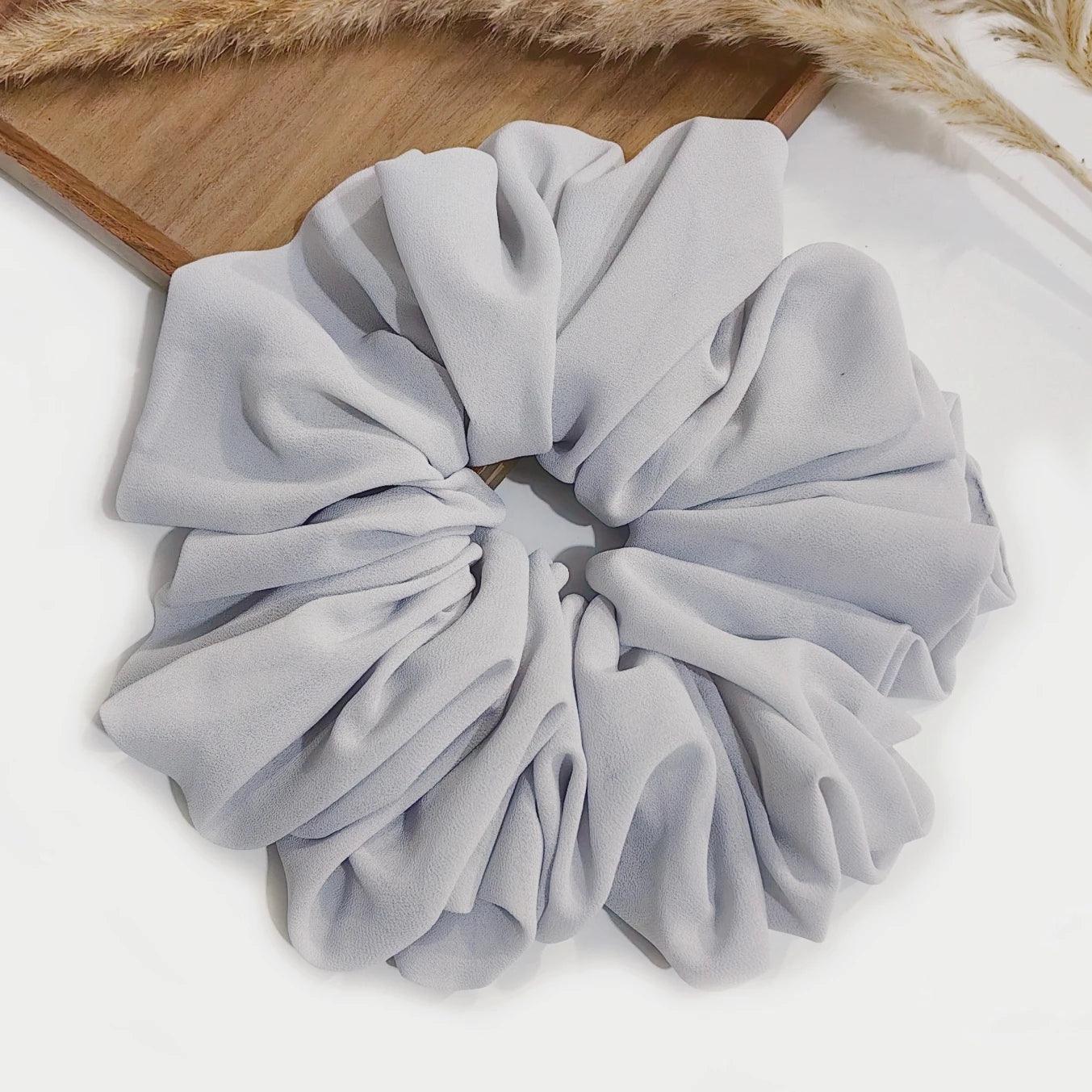 Big Size Chiffon Scrunchies For Muslim Women Custom Elastic Volumizing Oversized Neat stitching Malaysian Bunch Hair Tie