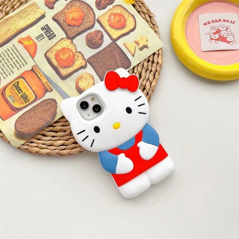 Sanrio Hello Kitty 3D Stereoscopic Phone Case For IPhone 15 14 13 12 11 Pro Max Mini XR XS 7 8 Plus Silicone Soft Back Cover Y2K