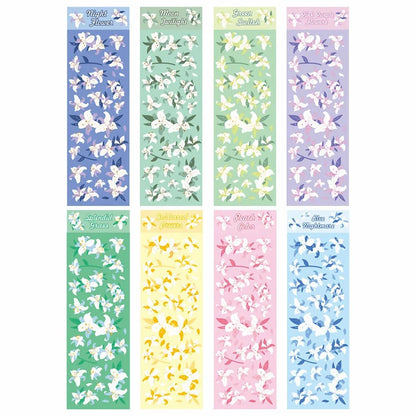 8 Sheets Kawaii Korean Lily Hologram Stickers - Decorate Kpop Toploaders Scrapbook Journals With Cute Shiny Floral Decals