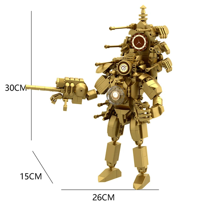 3.0 Titan Clock Man Creative Skibidi Toilet Building Blocks Set Red Drill Man TV Monitor Model DIY Bricks Toys For Boy Xmas Gift