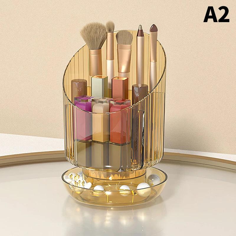 360° Rotating Makeup Brush Holder Luxury Cosmetic Organizer Lipstick Eyebrow Pencil Holder Eye Shadow Storage Box