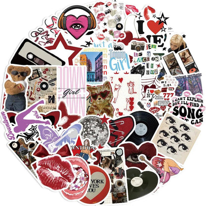 50pcs Cool Downtown Y2K Girls Stickers Aesthetic Motorcycle Fridge Phone Car Skateboard Laptop Sticker Decal Classic Kids Toy