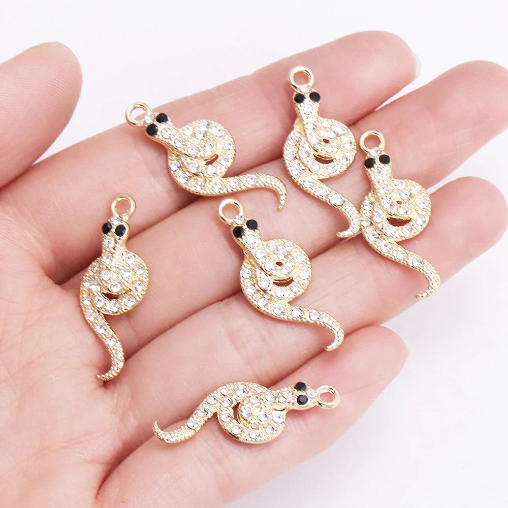 10Pcs Zircon Gold Colour Luxury Snake Necklaces for Women Vintage Punk Snake Pendant  Jewelry Making DIY Accessories Material