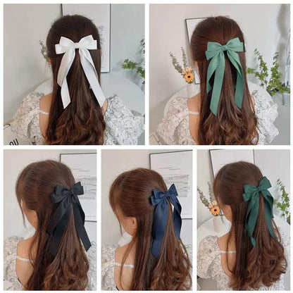 Lystrfac Fashion Fabric Hair Bow Hairpin for Women Girls Ribbon Hair clips Black White Bow Top Clip Female Hair Accessories