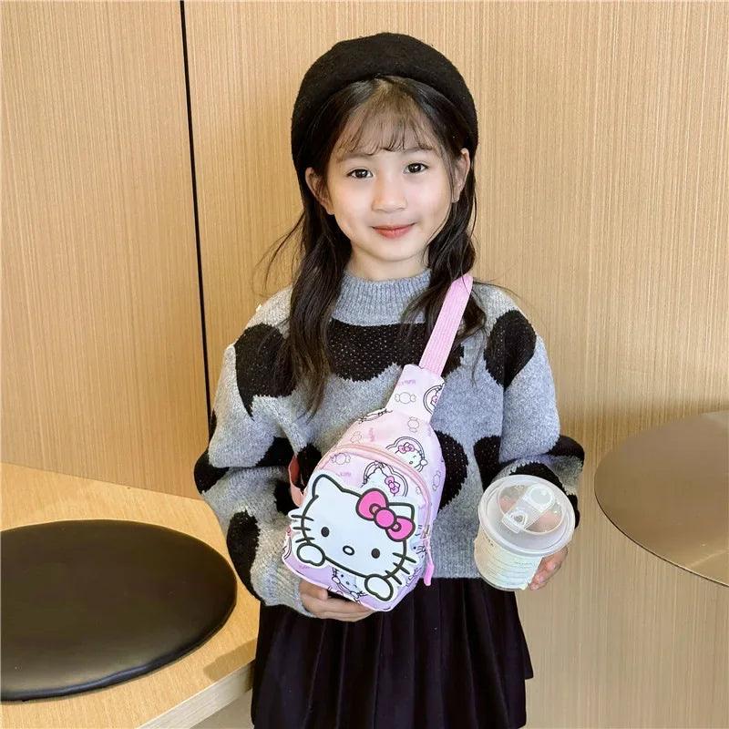 Kawaii Sanrio Hello Kitty Chest Bag Crossbody Bags Kuromi My Melody Cinnamoroll Messenger Shoulder Handbag for Women Toys Girls