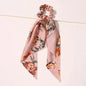 Floral Print Bow Satin Long Ribbon Ponytail Scarf Hair Tie Scrunchies Women Girls Elastic Hair Bands Hair Accessories