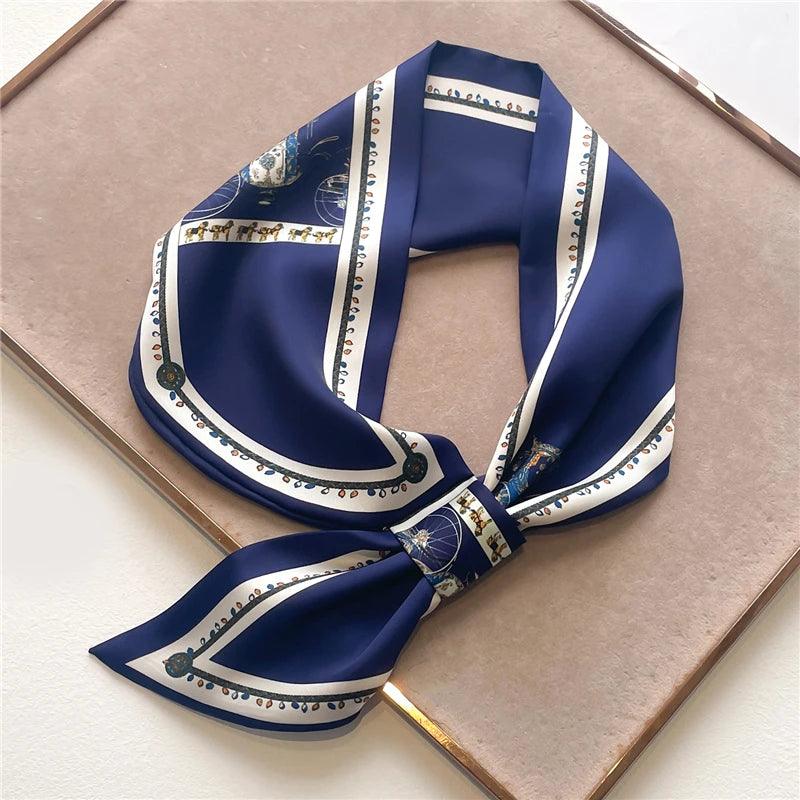 2023 New Luxury Brand Skinny Neckerchief Scarf For Women Satin Silk Ribbons Bandana Ladies Neck Tie Wrist Wrap Shawl Echarpe