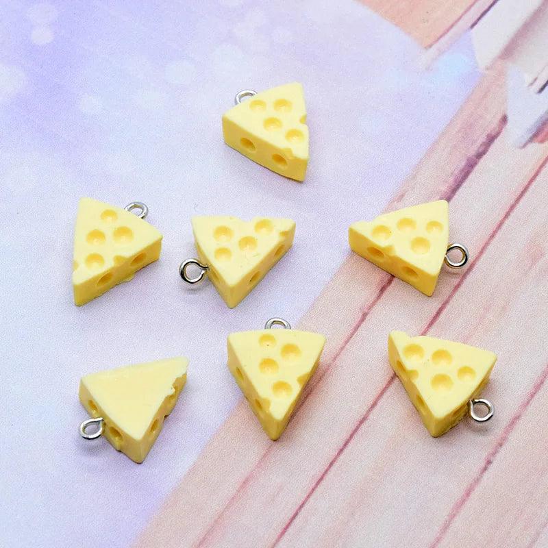 10pcs Kawaii Mini Triangle Cheese Resin Charms INS Yellow Food Pendant For Earring Keychain Decor Diy Jewelry Making