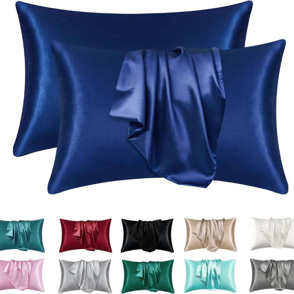 2pcs Satin Silk Pillowcase for Hair and Skin, Coral Pillow Cases Standard Size Set of   Super Soft Pillow Case