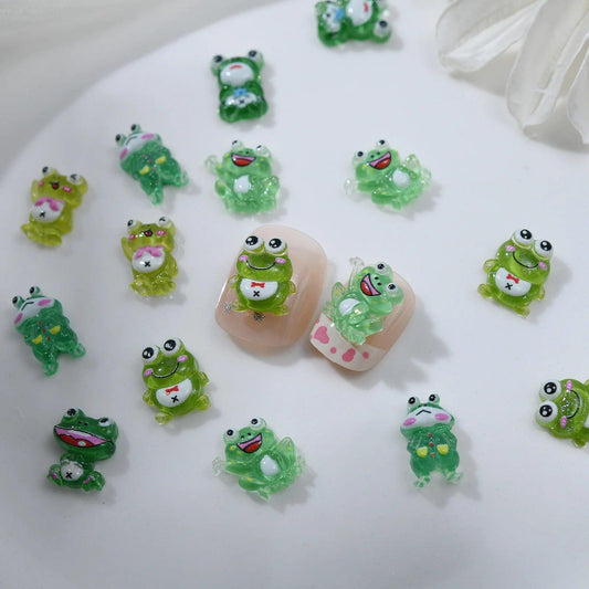 20pcs 3D Cute Funny Frog Resin Nail Art Decorations Kawaii Accessories DIY Manicure Design PartsLittle Frog Cartoon Nail Charms