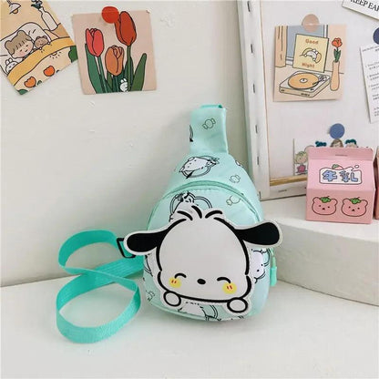 Kawaii Sanrio Hello Kitty Chest Bag Crossbody Bags Kuromi My Melody Cinnamoroll Messenger Shoulder Handbag for Women Toys Girls