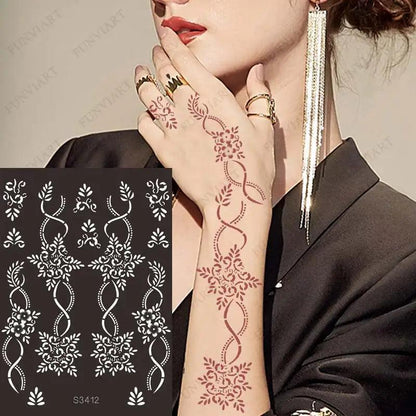 Reusable Temporary Henna Tattoo Stencil Arm Sleeve Mehndi Stencils Designs Painting Template DIY Tattoo Supplies