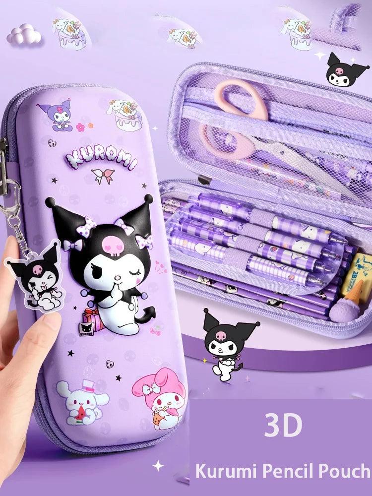 Sanrio Series Kuromi Pencil Bag Girls Pencil Case Cartoon Cute Girls Stationery Bags Sanrio Girls New Popular High-value