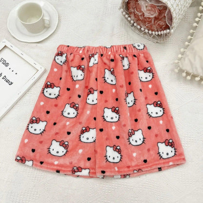 Sanrio Hello Kitty Y2k Kawaii Anime Flannel Pajamas Women'S Warm Woolen Cartoon Casual Home Pants Autumn Winter Fashion Trousers