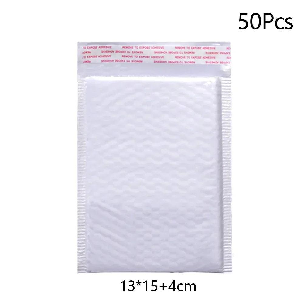 50Pcs Bubble Mailers White Poly Bubble Mailer Self Seal Padded Gift Bag Packaging Envelope Bags Book Shipping Package Bag