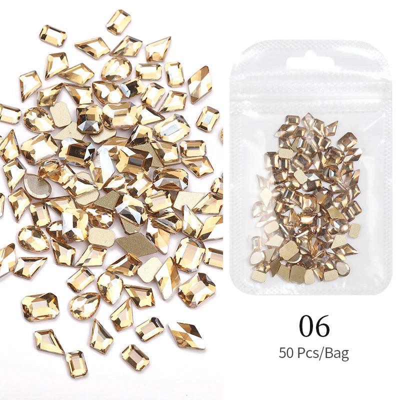 Aurora Irregular Crystal Rhinestones Nail Charm Mixed-Size Resin Flatback Jewelry Gems Stone Parts Manicure Nail Art Decorations