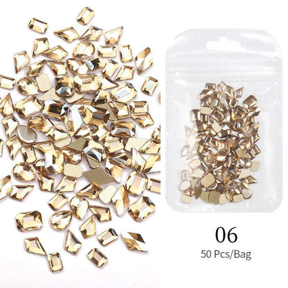 Aurora Irregular Crystal Rhinestones Nail Charm Mixed-Size Resin Flatback Jewelry Gems Stone Parts Manicure Nail Art Decorations