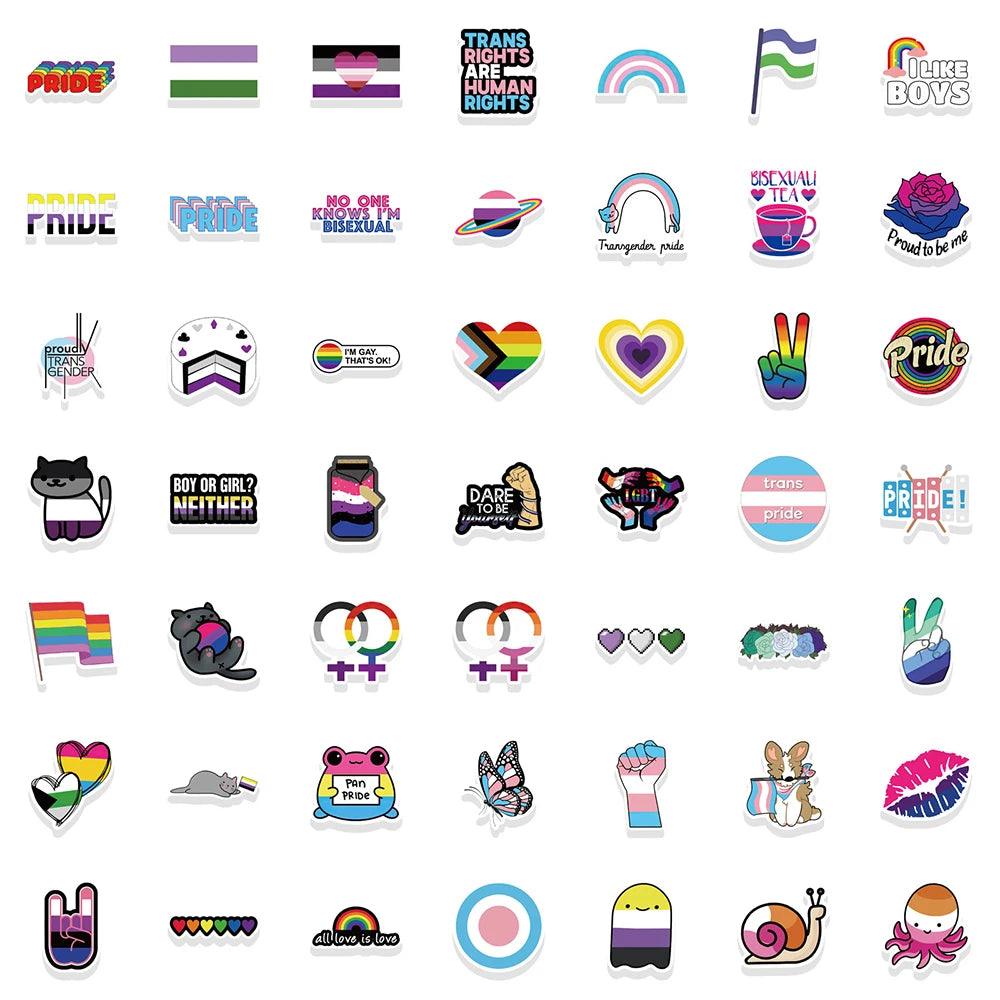 10/30/50/100PCS Mix Nonbinary Pansexual Transgender Bisexual Asexual Pride Stickers LGBT Skateboard Laptop Guitar Car Sticker