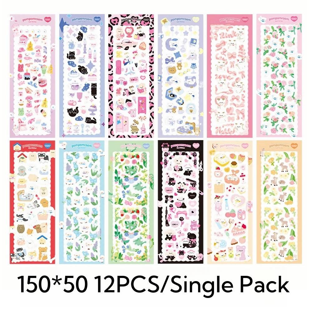 10~12pcs Lovely Cute Korean Toploader Decoration Seal Stickers 3D Holographic Design Kawaii Kpop Cardholder Journaling Deco