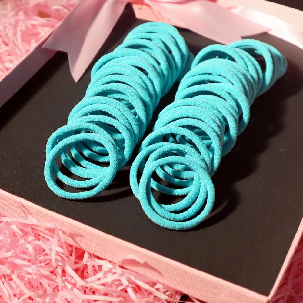 50PCS/Set 5CM Solid Color Cotton Hair Ties For Women Hairbands Elastic Rubber Bands Seamless Link Rope Hair Accessories