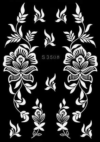 Hollow Drawing Henna Template for Hand Henna Tattoo Stencil Flower Tattoo Design for Women Wedding Festival Party Tatoo Tools