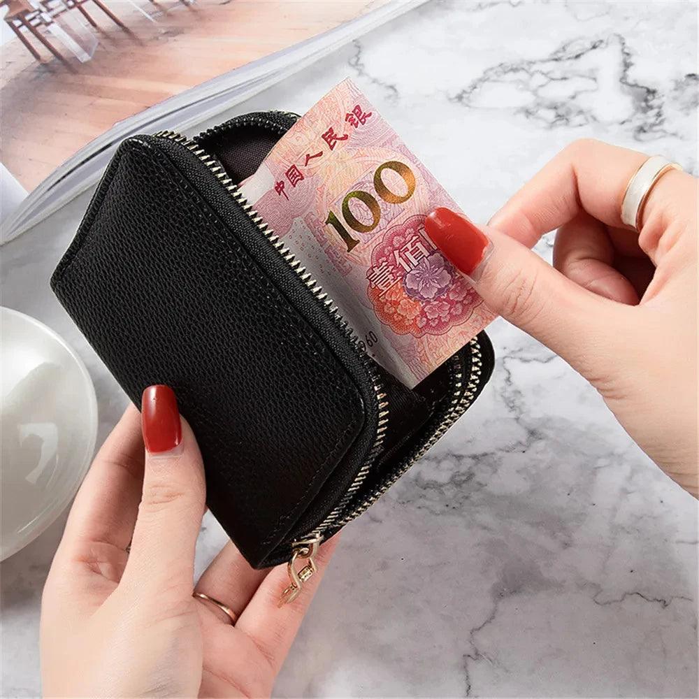 1Pc Women Leather Wallet Double Zipper For Credit Card Holder Female Coin Purse Fashion Clutch Bag Small Money Bag Cartera Mujer