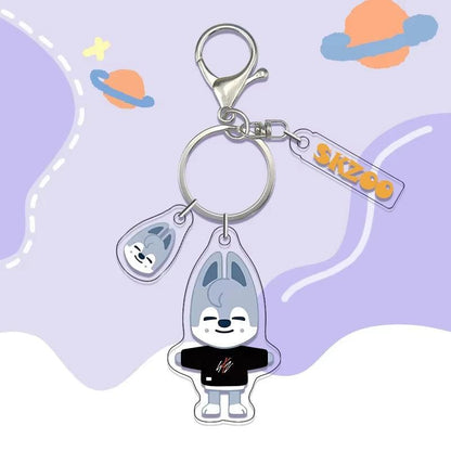 New Cute Acrylic Keychain Keyring - Cartoon Animal Character Keychains Anime Themed Carabiner Clips for Bags Xmas Gifts for Fans