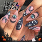 Halloween Long Coffin Spider Web Full Cover Fake Nails Nightmare Before Christmas Black Blood Stick Fake Nails for Women Men