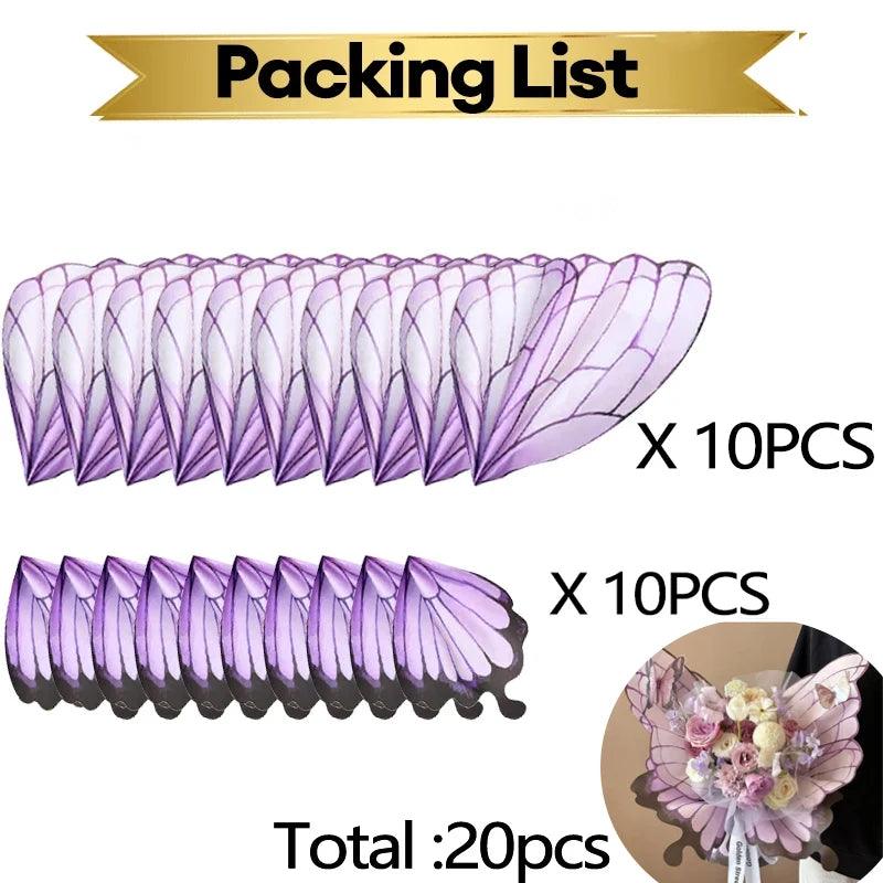 10sets Korean Butterfly Flower Wrapping Paper Waterproof Rose Bouquet Packing Paper for Wedding Birthday Party Decor