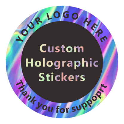 100pcs Custom Holographic Sticker Labels, Bright Silver, Bright Gold Personalized Sticker Logo Thank You Label