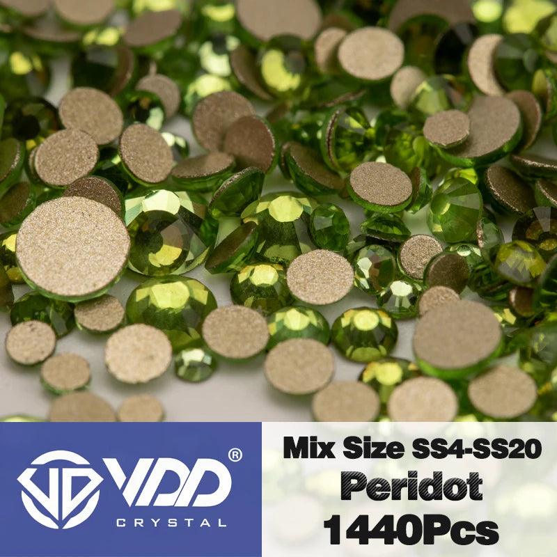 VDD 1440Pcs SS4-SS20 Mix Size Clear Crystal Non HotFix Gold Flatback Rhinestones Glitter Stones Nail Art DIY Crafts Decorations