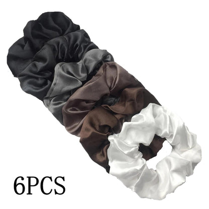 25/10//6pcs Satin Scrunchies Girls Elastic Hair Band Ponytail Holder Ties Rubber Bands Fashion Women Accessories Solid Scrunchy