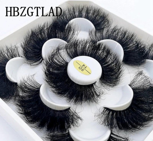 5 Pairs 8-25mm 3D Mink Lashes Bulk Faux with Custom Box Wispy Natural Mink Lashes Pack Short Wholesales Natural False Eyelashes