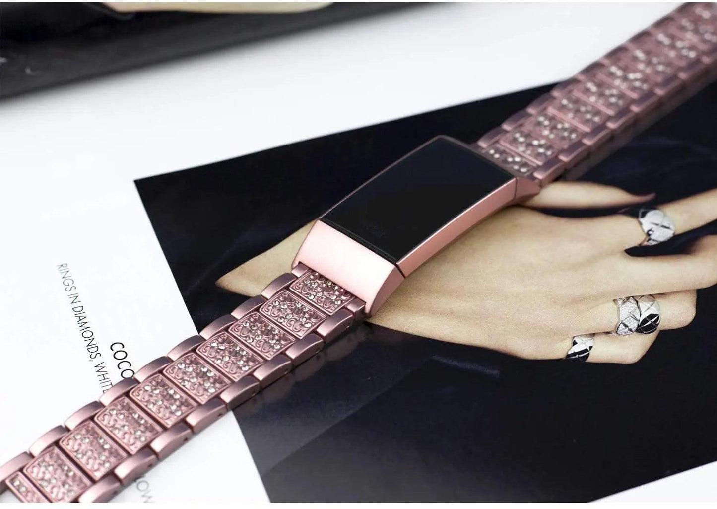 Luxury Diamond Band for Fitbit Charge 3/4/2 Women Stainles Steel Strap WristBand for Fitbit Charge 3 SE Fitness Activity Tracker