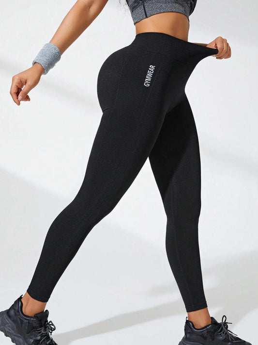 Women's High Waist Yoga Leggings Letter Gymwear Seamless High Stretchy Butt Lifting Breathable Sports Pants for Women