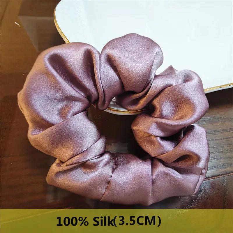 Heavyweight 100% Pure Silk Handmade Hair Scrunchies For Women Fashion Hair Ties Soft Hairbands New Girls Hair Accessoires