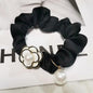 luxury brand Black camellia pearl hair rope female Korean headband hair ties frozen accessories for girls fashion accessory