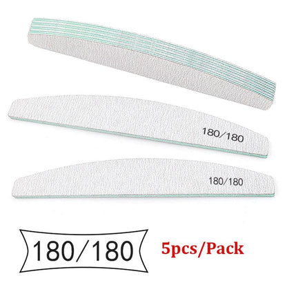 5Pcs/Lot Nail File Mix Color Limas 80/100/150/180/240 Grit Professional Sandpaper Cuticle Remover Buffer Files Manicure Tool Set