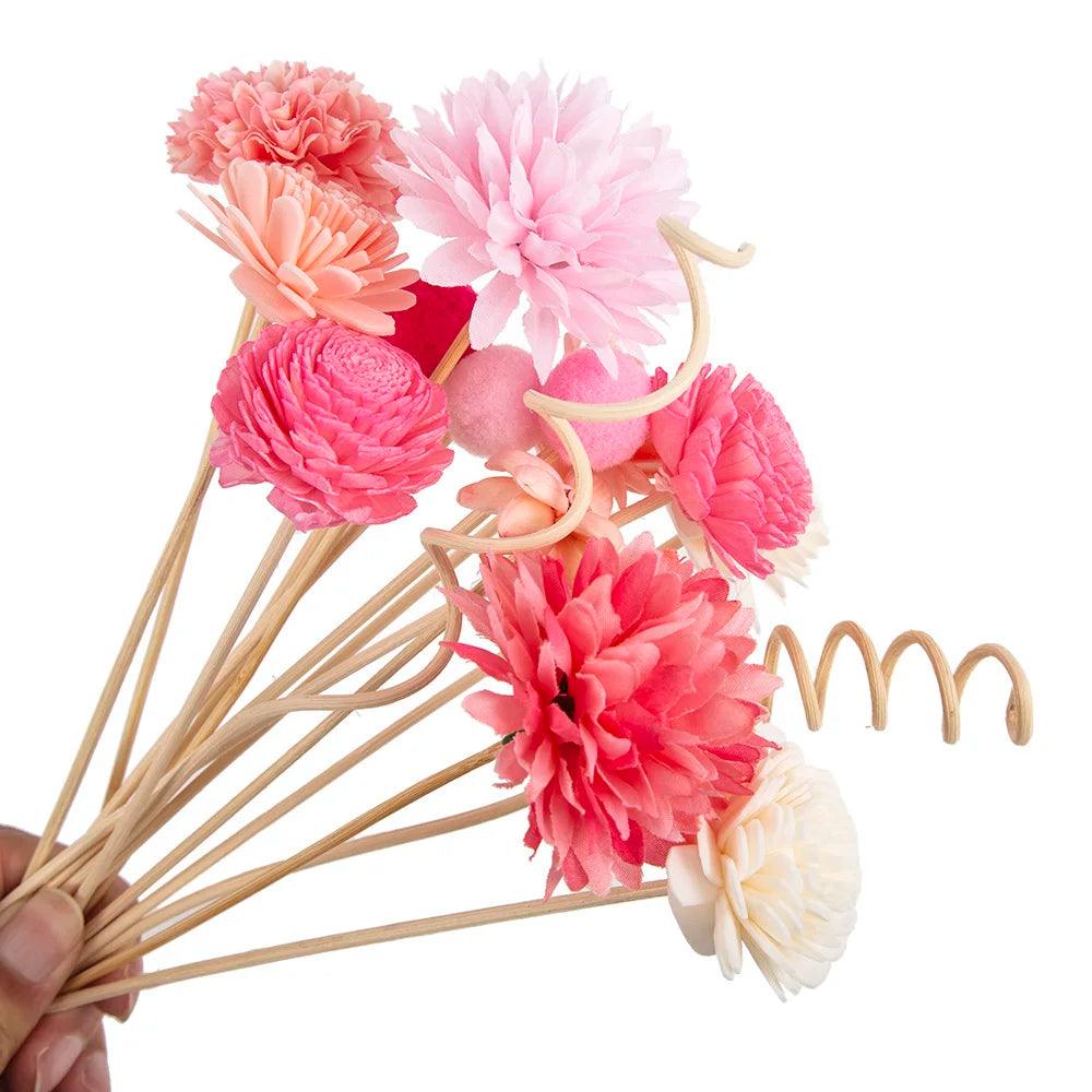 NEW 15PCS Pink Series Flower Rattan Sticks Fireless Fragrances Reed Diffuser Stick Diy Ornaments Home Decor - HighGloss Shop