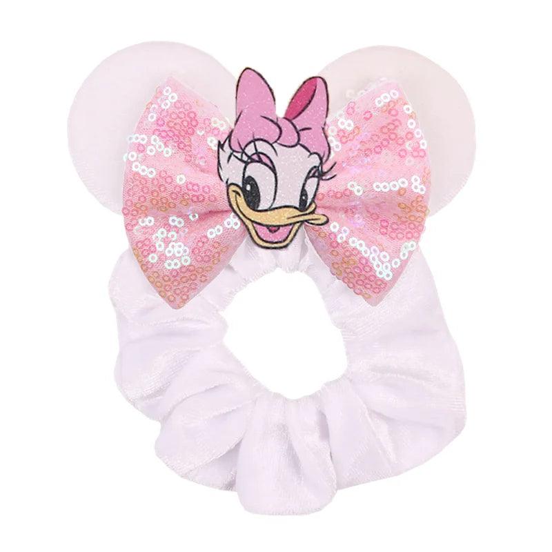 New Chic Disney Mickey Mouse Ears Hair Scrunchies Sequins 4"Bows Elastic Headband Women Velvet Girls DIY Hair Accessories Gift