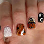 24Pcs Halloween Short Fake Nails with Pumpkin Spider Design Cartoon Nail Art Cute French Full Cover Press on Nail Tips for Girls