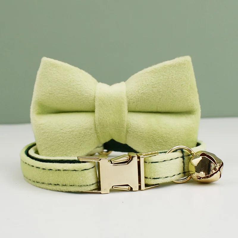 Velvet Cat Collar Bowknot Personalized Collar for cats Cat Supplies cat collar belt with bell and a bow