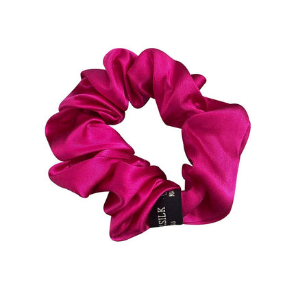 100% Pure Mulberry Silk Large Scrunchies Rubber Bands Hair Ties Gum Elastics Simple Pure Color for Women Girls 19 Momme 3.5CM