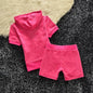 Sets for Women 2 Pieces Velvet Tracksuit 2024 Summer Women's Short Sleeve Top and Short Sets