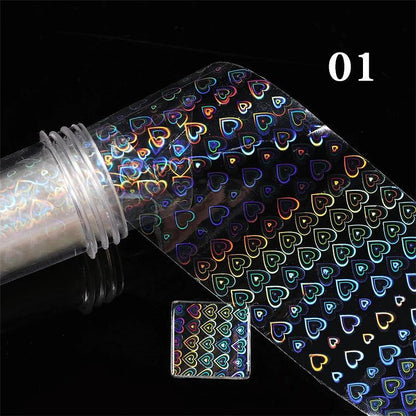 Aurora Chrome Nail Foil Mirror Effect Nail Pigment Irridescent Glitter Heart Marble Foil Sticker Decoration Manicure Wraps